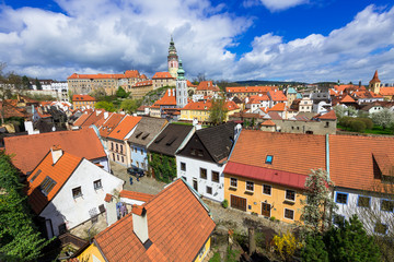 Fototapeta na wymiar View of castle and houses in Cesky Krumlov, Czech republic