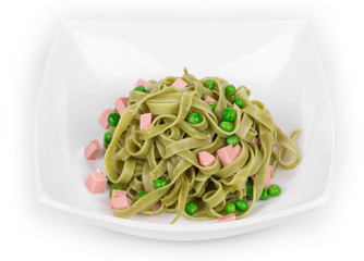 Pasta tagliatelle with green peas 