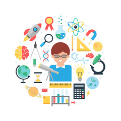 Science abstract flat style vector illustration