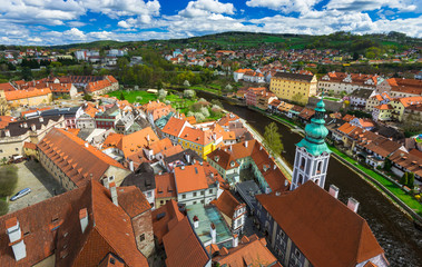 Fototapeta na wymiar Aerial view of Cesky Krumlov, Czech republic