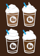 Iced Coffee with Cream Vector Illustration