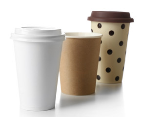 Paper cups isolated on white