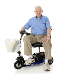 Happy Senior on His Scooter