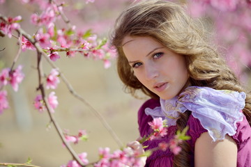 young woman portrait outdoor in spring