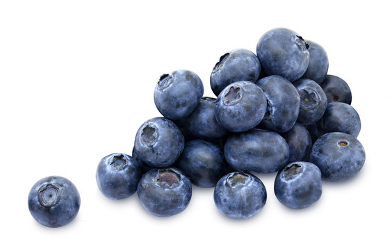 Heap of fresh blueberry berries isolated on white background