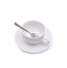 Isolated white coffee cup on white background