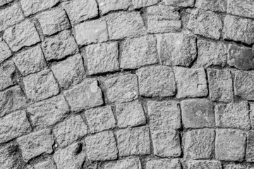 Old town paving stone on the road