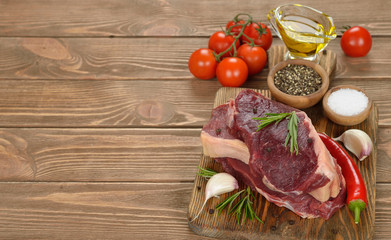 Raw ribeye steak