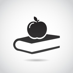 Apple and book - education vector icon.