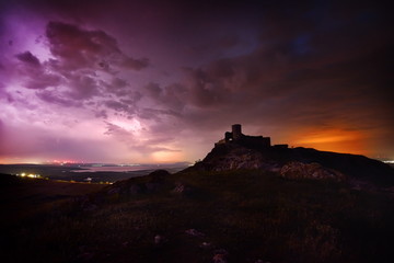old fortress by night, Enisala, Dobrogea, Romania