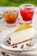 One slice of banana cheesecake