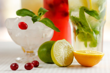 Three glasses of refreshing drink Mohito