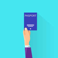 Passport Flat Icon Businessman Hand Hold Travel
