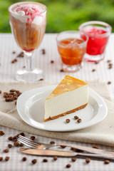 One slice of banana cheesecake