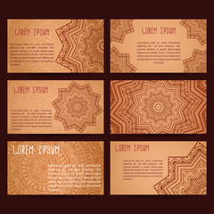 Set of business cards samples. Patterns of ancient America.