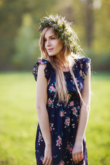 Portrait of pretty girl relaxing outdoor