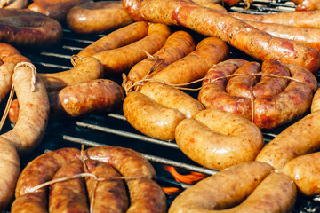 Wienerwurst on a barbecue grill