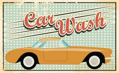 Oldtimer Poster Autowaschanlage Carwash Werkstatt Bild Service Schild 003* 
