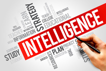 Intelligence word cloud, education concept