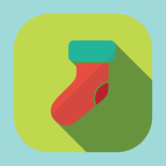 Flat modern design with shadow Christmas stocking