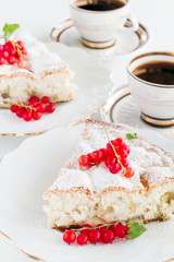 sweet cake with red currants