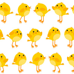 Seamless pattern with cute chickens