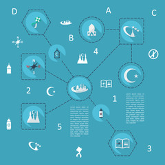 Flat concept, set modern design with shadow