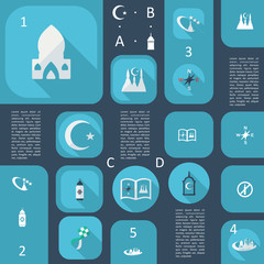 Flat concept, set modern design with shadow