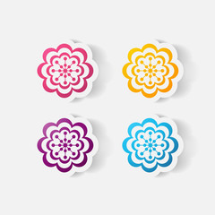 Realistic paper sticker: flowers. camomile