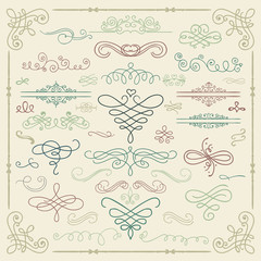 Vector Colorful Vintage Hand Drawn Swirls Collection