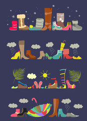 Fototapeta premium Collection of various shoes. Four seasons