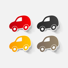 Paper clipped sticker: symbol car