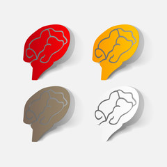 Paper clipped sticker: brain