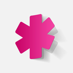 Paper clipped sticker: symbol medical care