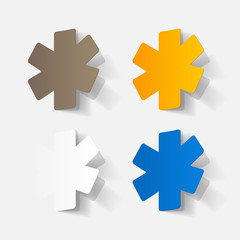 Paper clipped sticker: symbol medical care