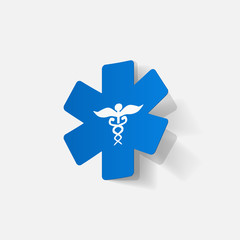 Paper clipped sticker: symbol medical care