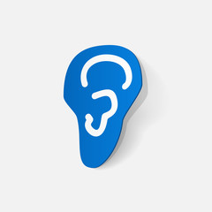 Paper clipped sticker: ear