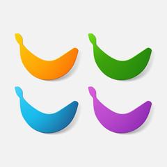Fototapeta premium Paper clipped sticker: fruit, banana