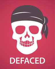 pirates skull symbol with defaced message