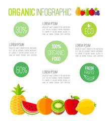 Organic infographic fresh fruits illustration