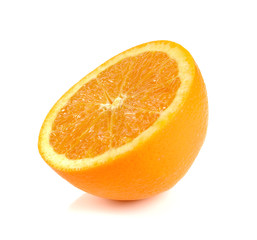 Half orange fruit on white background