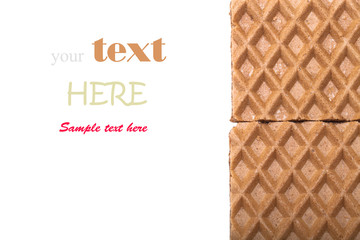 Chocolate wafers isolated on a white background. Space for text
