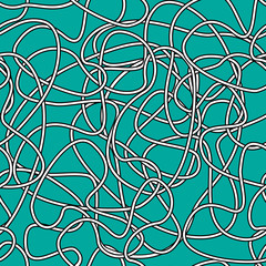 Tangled wires seamless pattern - wires on a  blue background