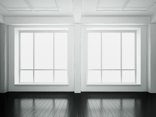 Closeup of white windows. 3d rendering