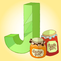 J Alphabet and Jam icon great for any use. Vector EPS10.