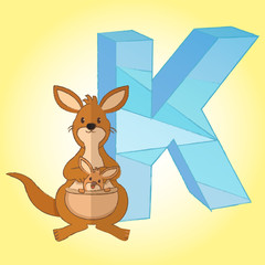K Alphabet and Kangaroo icon great for any use. Vector EPS10.