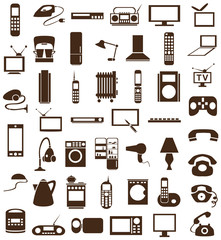 household appliances icons on white