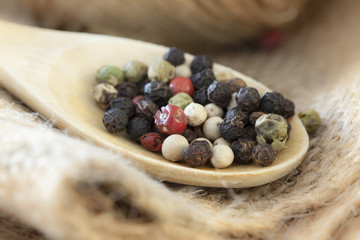 pepper spice in wooden spoon