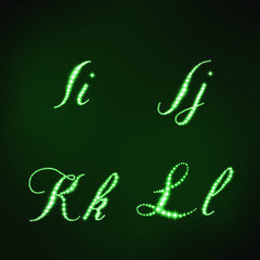 Illustration of green stars style of letters IJKL