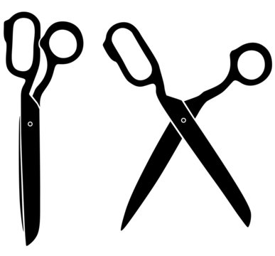 Silhouette image of opening and closing tailors scissors